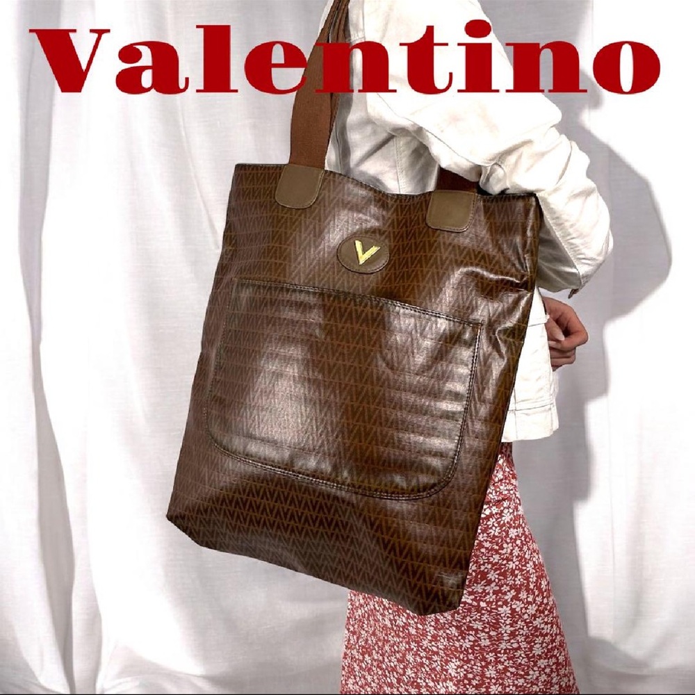 Mario Valentino Vintage Monogram Tote Bag with Pouch Brown Italy - Picture 16 of 16